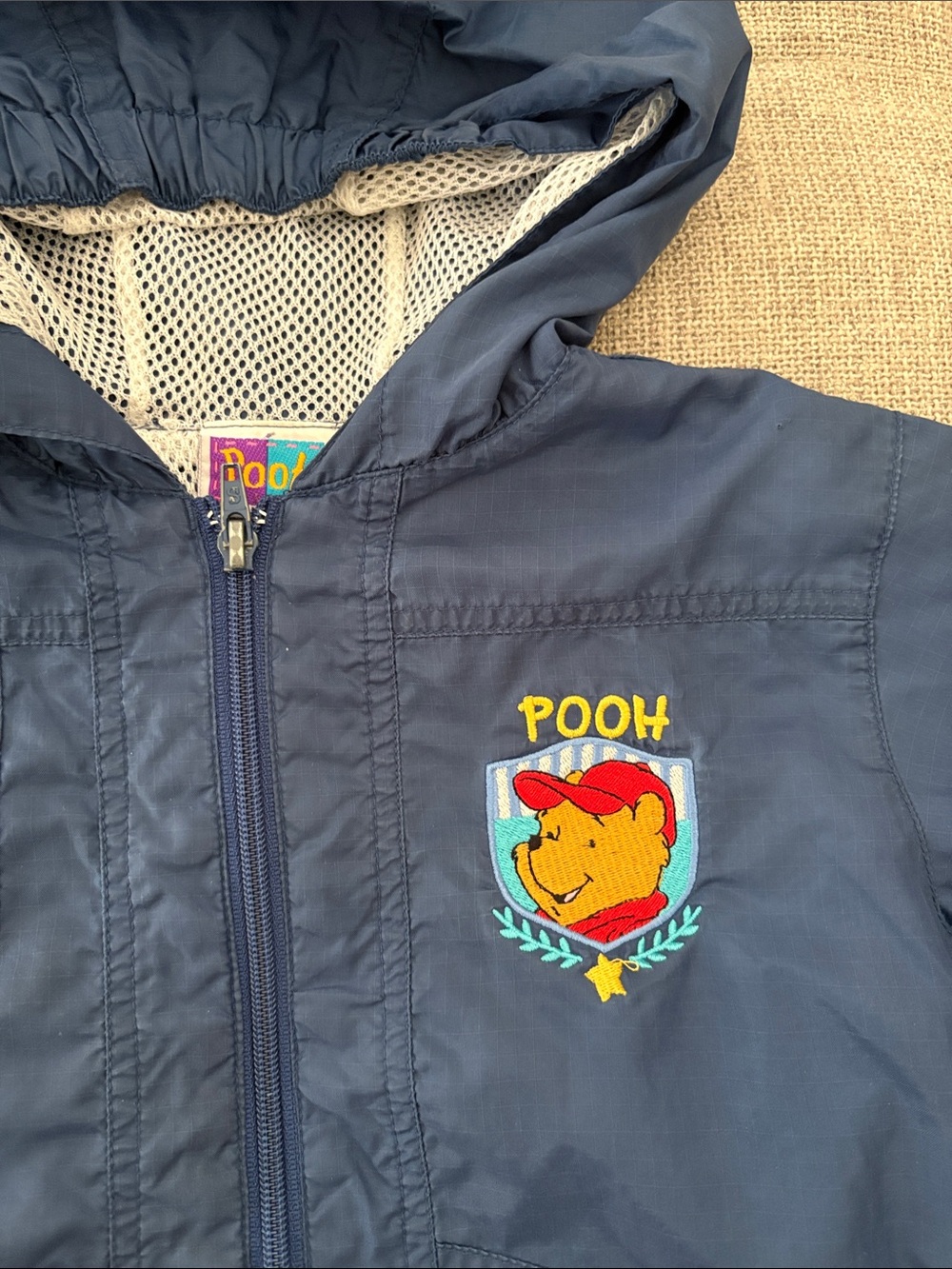 Vintage Navy Pooh Hooded Windbreaker Jacket